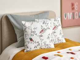 2 bawełniane poduszki dekoracyjne z motywem ptaków 45 x 45 cm białe DILLENIA Lumarko!