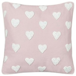 Bawełniana poduszka dekoracyjna w serca 45 x 45 cm różowa GAZANIA Lumarko!