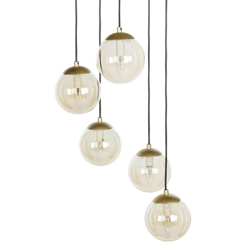 Lampa wisząca szklana 5-punktowa złota NOEL