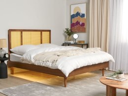 Łóżko LED drewniane 160 x 200 cm ciemne AURAY Lumarko!