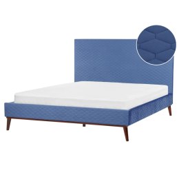 Łóżko welurowe 160 x 200 cm niebieskie BAYONNE Lumarko!