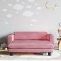 Sofa dziecięca z podnóżkiem, różowa, 100x50x30 cm, aksamit Lumarko!