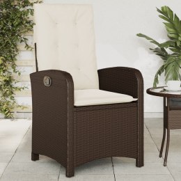 Rozkładany fotel ogrodowy z poduszkami, brązowy polirattan Lumarko!