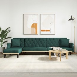 Sofa rozkładana L, ciemnozielona, 271x140x70 cm, aksamit Lumarko!