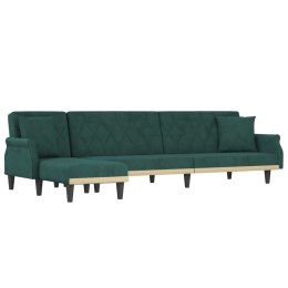 Sofa rozkładana L, ciemnozielona, 271x140x70 cm, aksamit Lumarko!