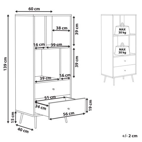 Regał ciemne drewno z szarym RICHMOND