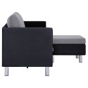 3-osobowa sofa z poduszkami, czarna, sztuczna skóra Lumarko!