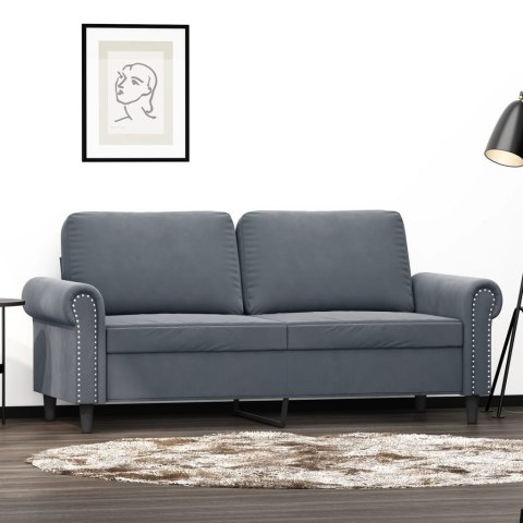 Sofa 2-osobowa, ciemnoszary, 140 cm, tapicerowana aksamitem Lumarko!