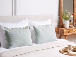 2 poduszki dekoracyjne w paski 40 x 60 cm zielono-białe SEBRINE Lumarko!