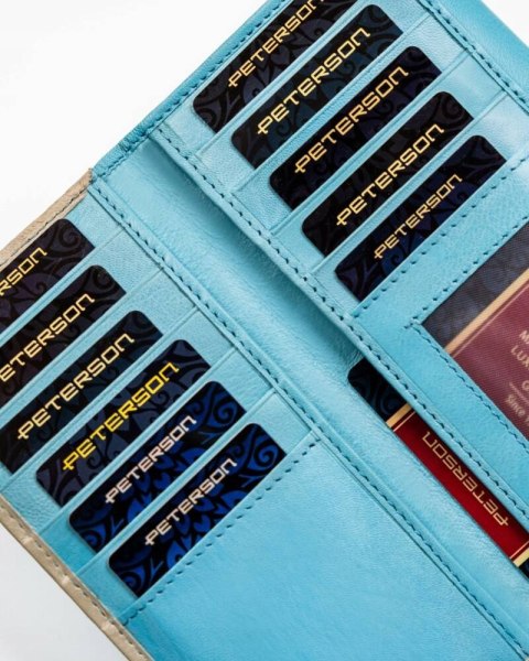 Pojemny, skórzany portfel damski na zatrzask i suwak - Peterson Lumarko!