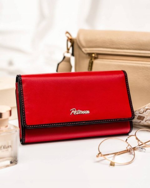 Pojemny, skórzany portfel damski na zatrzask i suwak - Peterson Lumarko!