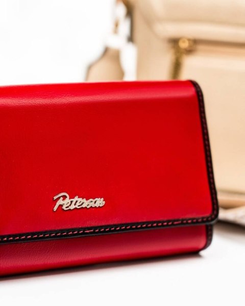 Pojemny, skórzany portfel damski na zatrzask i suwak - Peterson Lumarko!