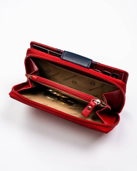 Skórzany portfel damski na zatrzask i suwak - Peterson Lumarko!