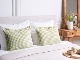 2 poduszki dekoracyjne w kratę 40 x 60 cm oliwkowo-białe TALYA Lumarko!