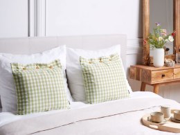 2 poduszki dekoracyjne w kratę 45 x 45 cm oliwkowo-białe TALYA Lumarko!