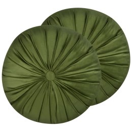2 welurowe poduszki dekoracyjne z plisami ⌀ 38 cm zielona BODAI Lumarko!