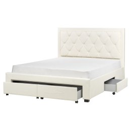Łóżko z szufladami welurowe 160 x 200 cm kremowe LIEVIN Lumarko!