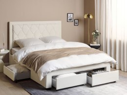 Łóżko z szufladami welurowe 160 x 200 cm kremowe LIEVIN Lumarko!