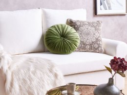 Welurowa poduszka dekoracyjna z plisami ⌀ 38 cm zielona BODAI Lumarko!