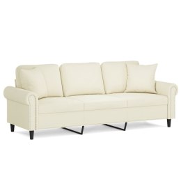 3-osobowa sofa z poduszkami, kremowa, 180 cm, aksamit Lumarko!
