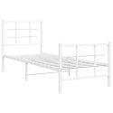 Metalowa rama łóżka z wezgłowiem i zanóżkiem, biała, 75x190 cm Lumarko!
