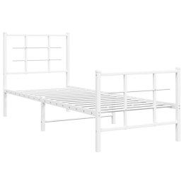 Metalowa rama łóżka z wezgłowiem i zanóżkiem, biała, 75x190 cm Lumarko!