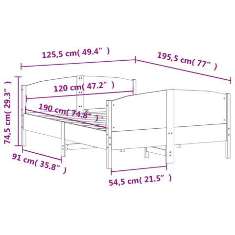Rama łóżka z wezgłowiem, 120x190 cm, lite drewno sosnowe Lumarko!