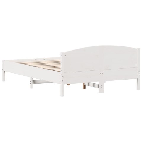 Rama łóżka z wezgłowiem, biała, 150x200 cm, lite drewno sosnowe Lumarko!