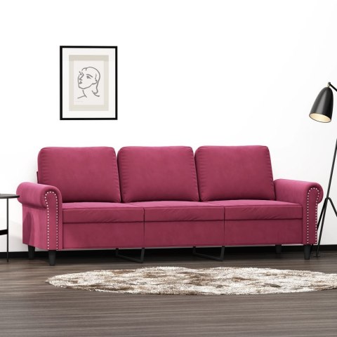 Sofa 3-osobowa, winna czerwień, 180 cm, obita aksamitem Lumarko!