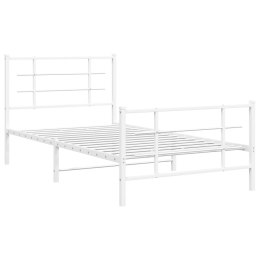 Metalowa rama łóżka z wezgłowiem i zanóżkiem, biała, 100x190 cm Lumarko!