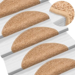 VidaXL Maty na schody 15 szt. 56x17x3 cm Beżowe półokrągłe