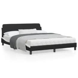 Rama łóżka z zagłówkiem, czarno-biała, 160x200 cm, ekoskórą Lumarko!