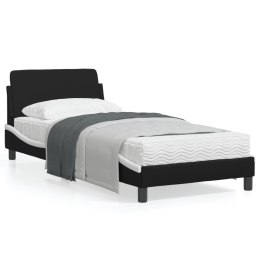 Rama łóżka z zagłówkiem, czarno-biała, 80x200 cm, ekoskóra Lumarko!