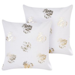 2 welurowe poduszki dekoracyjne w liście 45 x 45 cm białe GOLDENROD Lumarko!