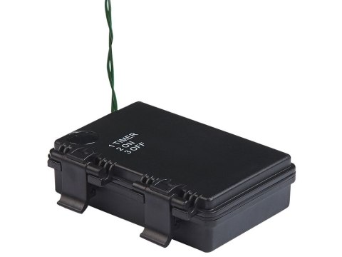 Ośnieżona sztuczna choinka ze światełkami w jutowym worku 90 cm zielona MALIGNE