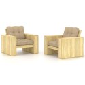 Krzesła ogrodowe z beżowymi poduszkami, 2 szt., drewno sosnowe Lumarko!