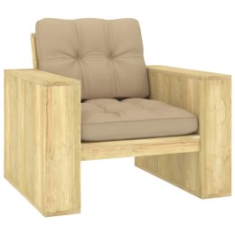 Krzesło ogrodowe z beżowymi poduszkami, impregnowana sosna Lumarko!