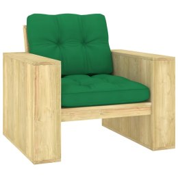 Krzesło ogrodowe z zielonymi poduszkami, impregnowana sosna Lumarko!