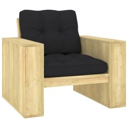 Krzesło ogrodowe z czarnymi poduszkami, impregnowana sosna Lumarko!