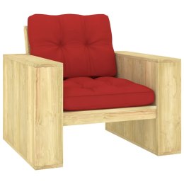 Krzesło ogrodowe z czerwonymi poduszkami, impregnowana sosna Lumarko!