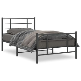Metalowa rama łóżka z wezgłowiem i zanóżkiem, czarna, 100x200cm Lumarko!