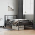 Metalowa rama łóżka z wezgłowiem i zanóżkiem, czarna, 107x203cm Lumarko!