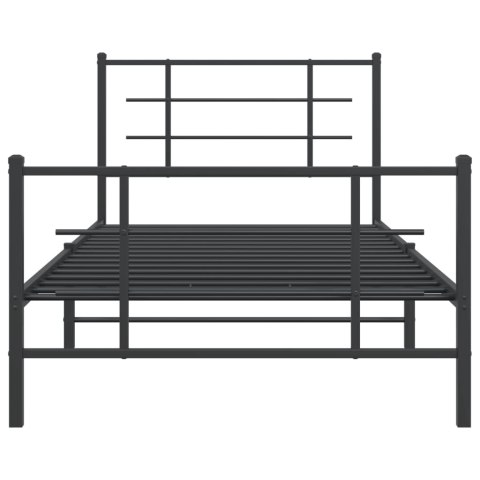 Metalowa rama łóżka z wezgłowiem i zanóżkiem, czarna, 107x203cm Lumarko!