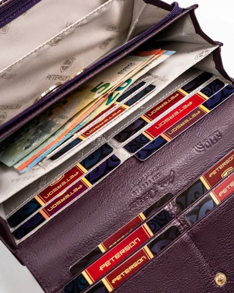 Pojemny, skórzany portfel damski z systemem RFID - Peterson Lumarko!