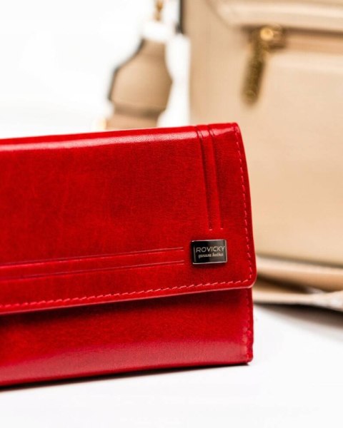 Portfel damski ze skóry naturalnej zamykany na zatrzask - Rovicky Lumarko!