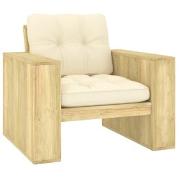 Krzesło ogrodowe z kremowymi poduszkami, impregnowana sosna Lumarko!