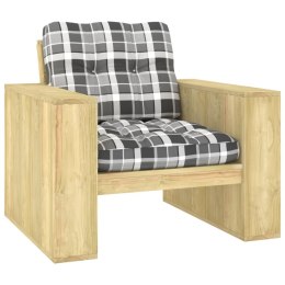 Krzesło ogrodowe z poduszkami w szarą kratę, impregnowana sosna Lumarko!