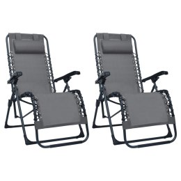 Składane krzesła tarasowe, 2 szt., szare, tworzywo textilene Lumarko!