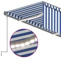 Ręcznie zwijana markiza z zasłoną i LED, 5x3 m, niebiesko-biała Lumarko!