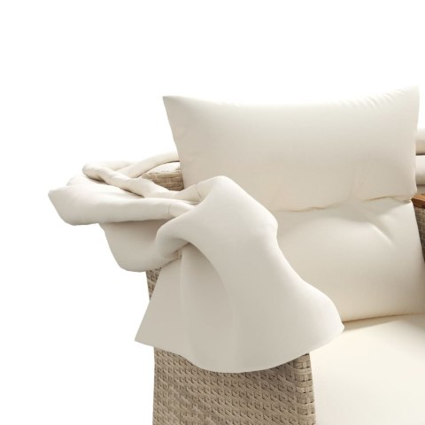 2-osobowa sofa ogrodowa z zadaszeniem i stołkami, beżowa, rattan PE Lumarko!